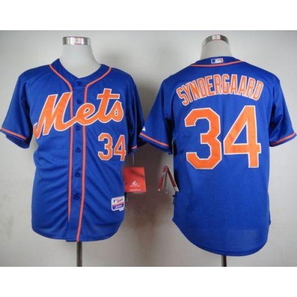 Mets #34 Noah Syndergaard Blue Alternate Home Cool Base Stitched Jersey