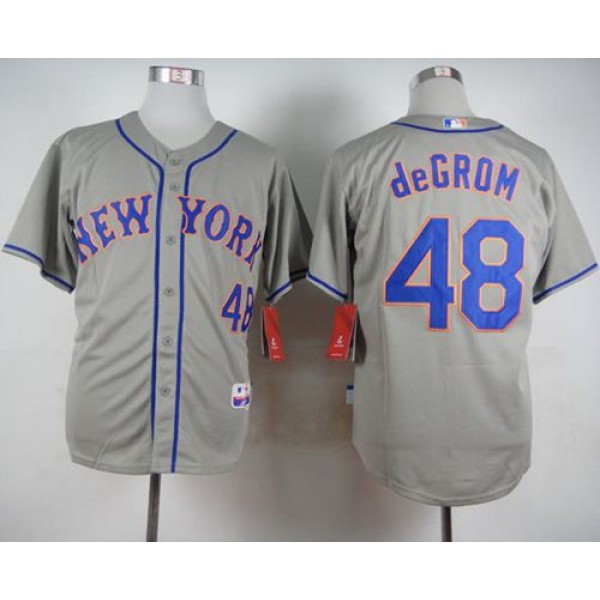 Mets #48 Jacob DeGrom Grey Road Cool Base Stitched Jersey