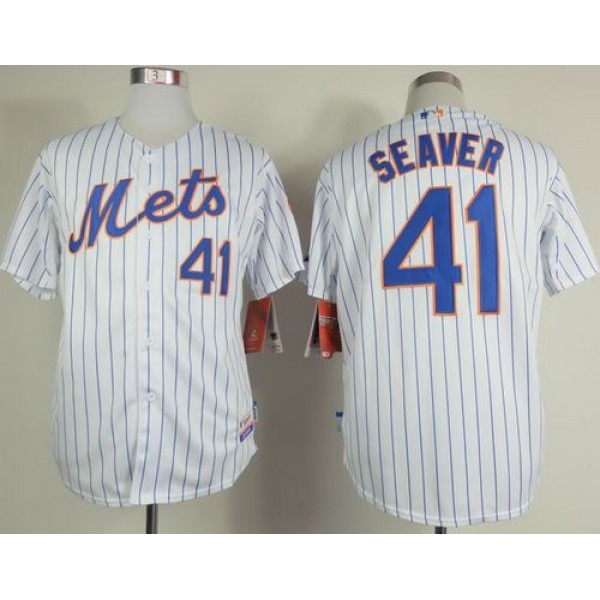 Mets #41 Tom Seaver White(Blue Strip) Home Cool Base Stitched Jersey