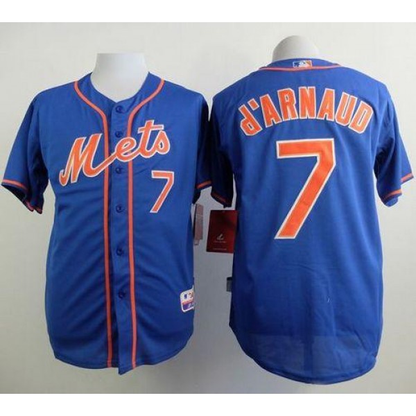 Mets #7 Travis D'Arnaud Blue Alternate Home Cool Base Stitched Jersey