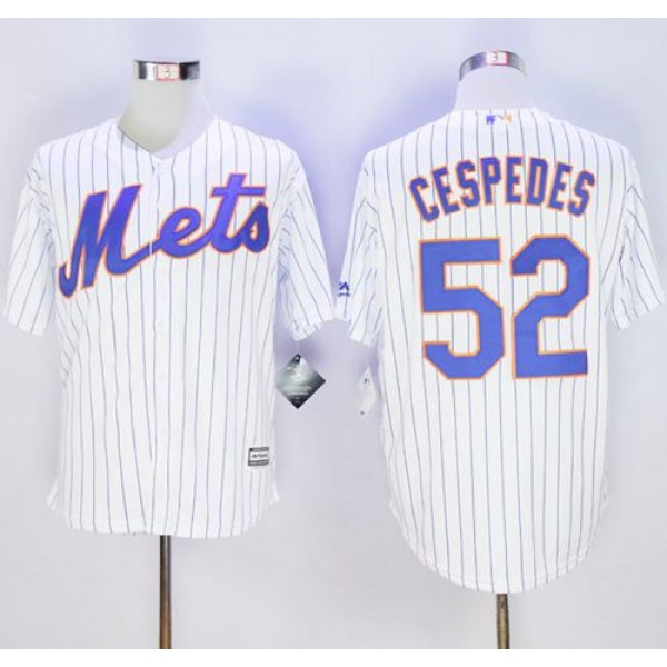 Mets #52 Yoenis Cespedes White(Blue Strip) New Cool Base Stitched Jersey
