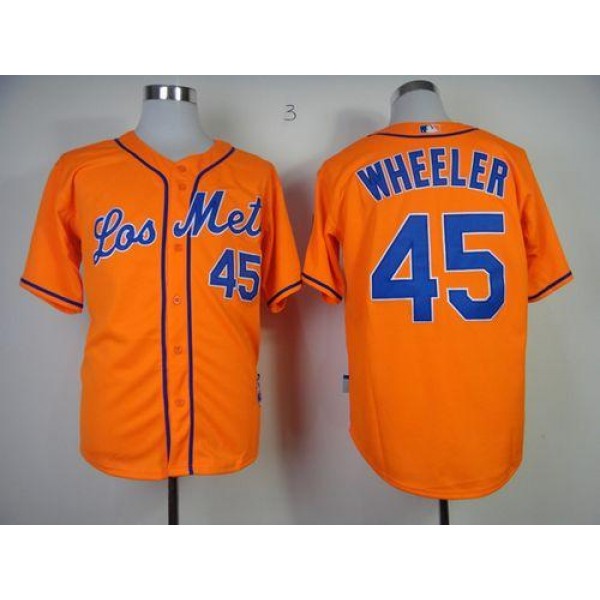 Mets #45 Zack Wheeler Orange Los Mets Cool Base Stitched Jersey