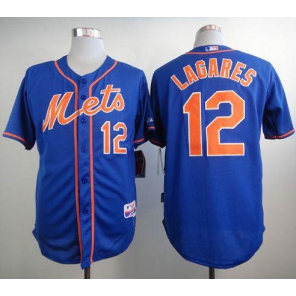 Mets #12 Juan Lagares Blue Alternate Home Cool Base Stitched Jersey