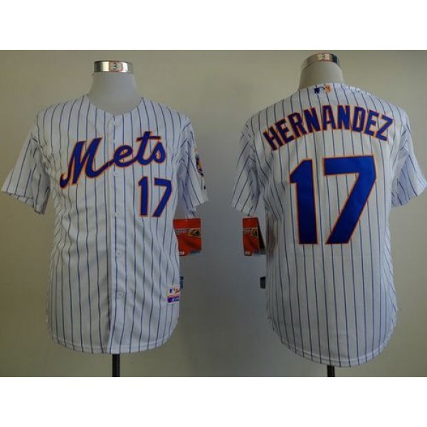 Mets #17 Keith Hernandez White(Blue Strip) Home Cool Base Stitched Jersey