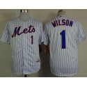 Mets #1 Mookie Wilson White(Blue Strip) Home Cool Base Stitched Jersey