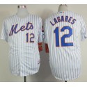 Mets #12 Juan Lagares White(Blue Strip) Home Cool Base Stitched Jersey