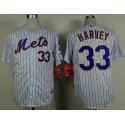 Mets #33 Matt Harvey White(Blue Strip) Home Cool Base Stitched Jersey