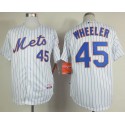 Mets #45 Zack Wheeler White(Blue Strip) Home Cool Base Stitched Jersey