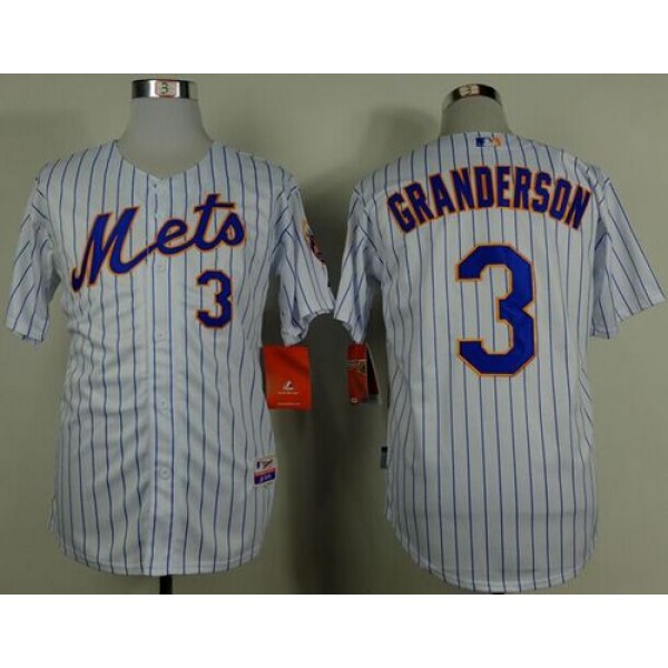 Mets #3 Curtis Granderson White(Blue Strip) Home Cool Base Stitched Jersey