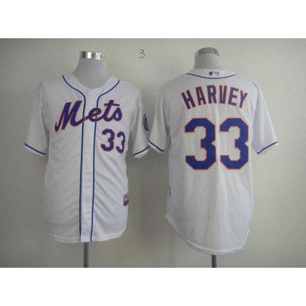 Mets #33 Matt Harvey White Cool Base Stitched Jersey