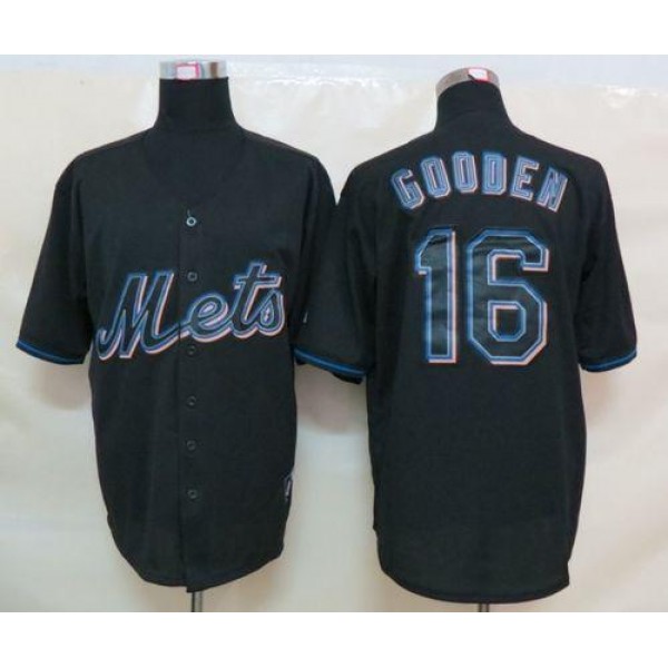 Mets #16 Dwight Gooden Black Fashion Stitched Jersey