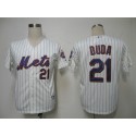 Mets #21 Lucas Duda Cream Blue Strip Alternate Cool Base Stitched Jersey