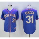 Mets #31 Mike Piazza Blue(Grey NO.) Alternate Road 2016 Hall Of Fame Patch Stitched Jersey