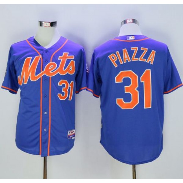 Mets #31 Mike Piazza Blue Alternate Home 2016 Hall Of Fame Patch Stitched Jersey