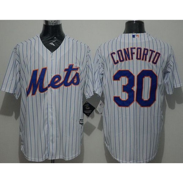 Mets #30 Michael Conforto White(Blue Strip) New Cool Base Stitched Jersey