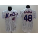 Mets #48 Jacob DeGrom White(Blue Strip) Flexbase Authentic Collection Stitched Jersey