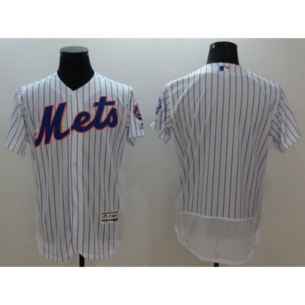 Mets Blank White(Blue Strip) Flexbase Authentic Collection Stitched Jersey
