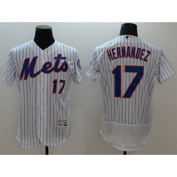 Mets #17 Keith Hernandez White(Blue Strip) Flexbase Authentic Collection Stitched Jersey