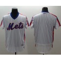 Mets Blank White(Blue Strip) Flexbase Authentic Collection Alternate Stitched Jersey