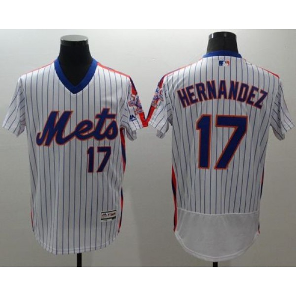 Mets #17 Keith Hernandez White(Blue Strip) Flexbase Authentic Collection Alternate Stitched Jersey