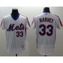 Mets #33 Matt Harvey White(Blue Strip) Flexbase Authentic Collection Alternate Stitched Jersey