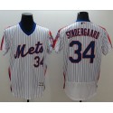 Mets #34 Noah Syndergaard White(Blue Strip) Flexbase Authentic Collection Alternate Stitched Jersey