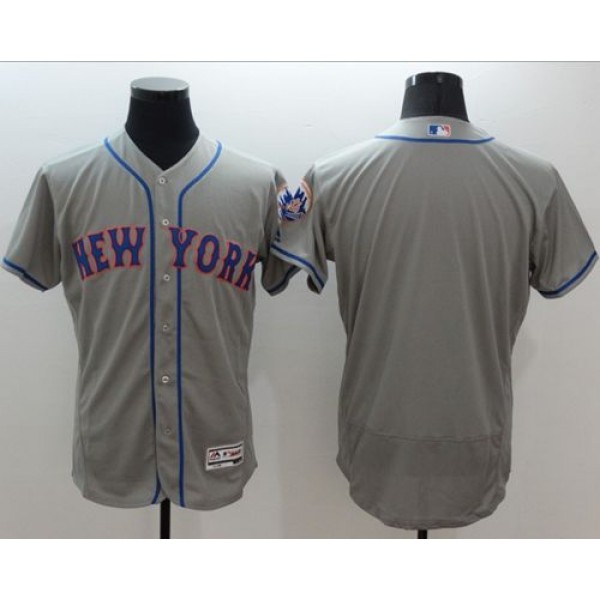 Mets Blank Grey Flexbase Authentic Collection Stitched Jersey