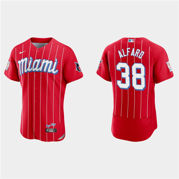 Miami Marlins #38 Jorge Alfaro Red 2021 City Connect Flex Base Stitched Jersey