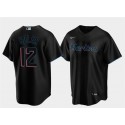 Miami Marlins #12 Jorge Soler Black Cool Base Stitched Jersey