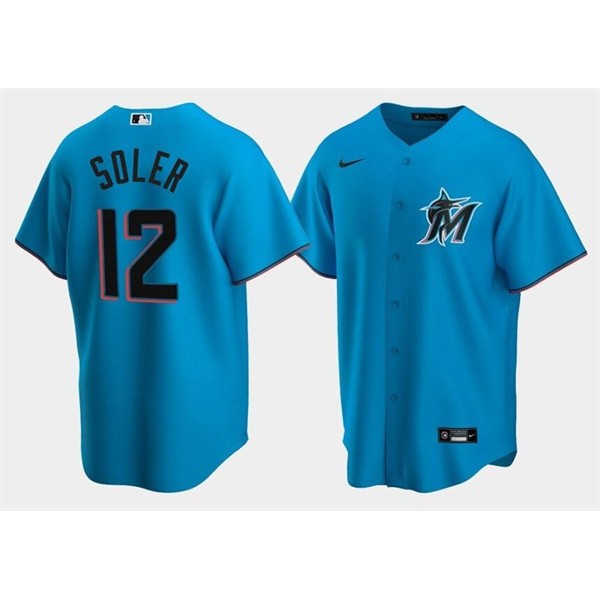 Miami Marlins #12 Jorge Soler Blue Cool Base Stitched Jersey