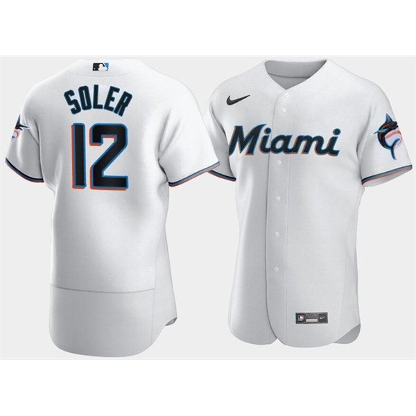 Miami Marlins #12 Jorge Soler White Flex Base Stitched Jersey