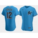 Miami Marlins #12 Jorge Soler Blue Flex Base Stitched Jersey