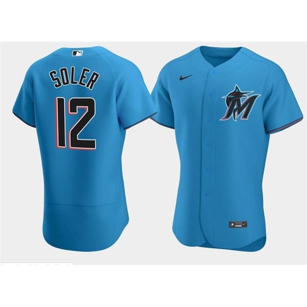Miami Marlins #12 Jorge Soler Blue Flex Base Stitched Jersey