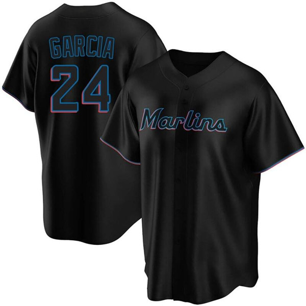 Miami Marlins #24 Avisaíl García Black Cool Base Stitched Jersey