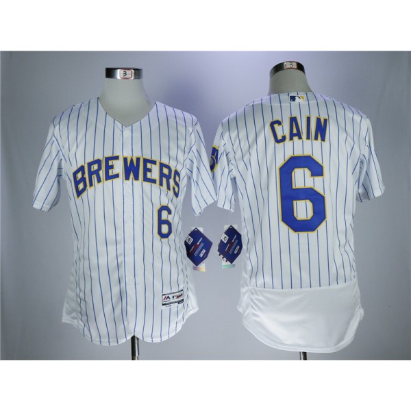 Milwaukee Brewers #6 Lorenzo Cain White Flexbase Stitched Jersey