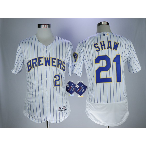 Milwaukee Brewers #21 Travis Shaw White Flexbase Stitched Jersey