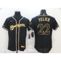 Milwaukee Brewers #22 Christian Yelich Blank 2020 Black Golden Flex Base Stitched Jersey