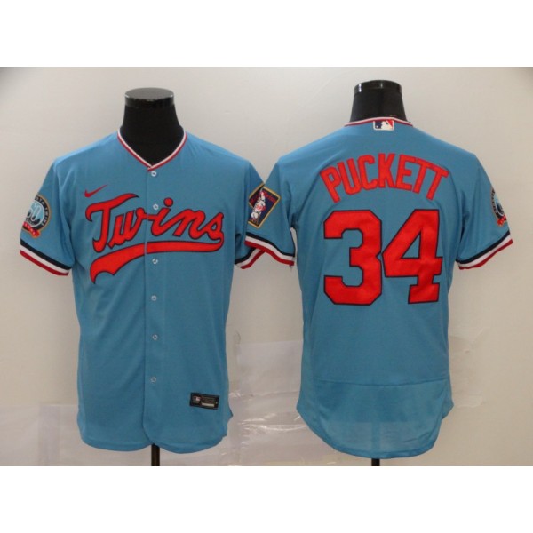 Minnesota Twins #34 Kirby Puckett Blue Flex Base Stitched Jersey