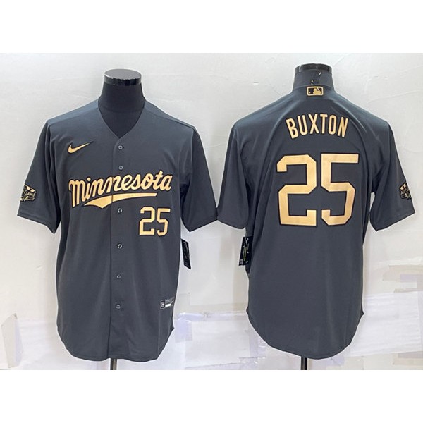Minnesota Twins #25 Byron Buxton Charcoal 2022 All-Star Cool Base Stitched Baseball Jersey
