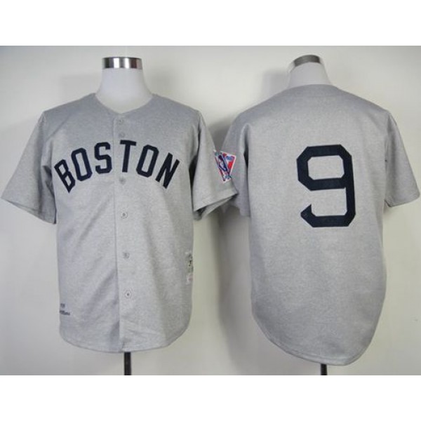 Mitchell And Ness 1939 Red Sox #9 Ted Williams Grey Throwback Stitched Jersey