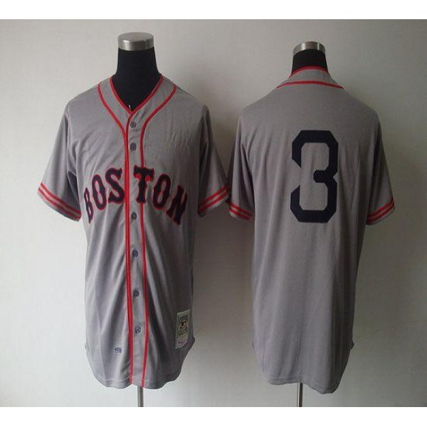 Mitchell And Ness 1936 Red Sox #3 Jimmie Foxx Grey Throwback Stitched Jersey