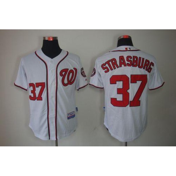 Nationals #37 Stephen Strasburg Stitched White Jersey