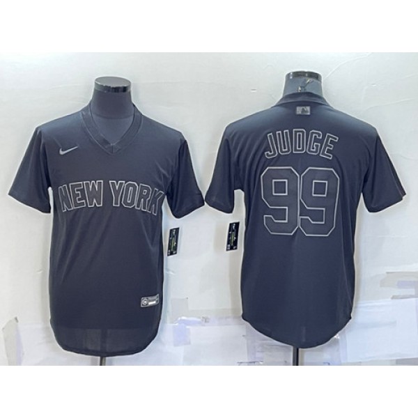 New York Yankees #99 Aaron Judge Black Pitch Black Fashion Replica Stitched Jersey