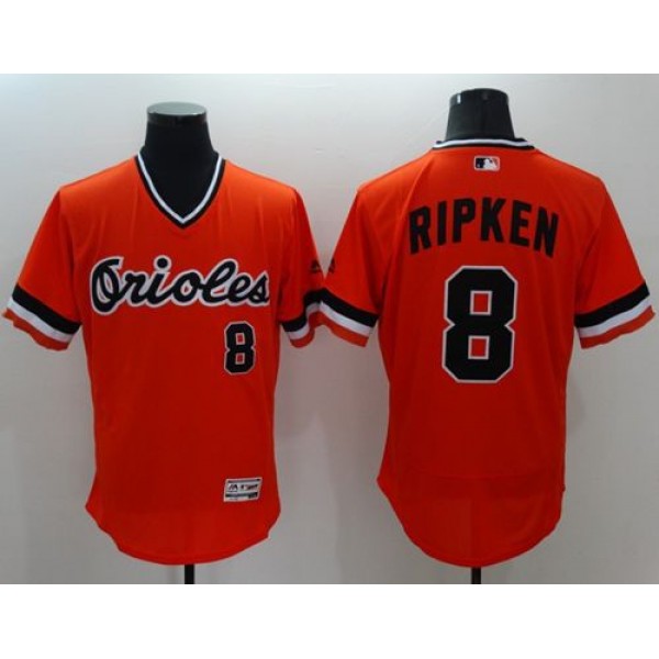 Orioles #8 Cal Ripken Orange Flexbase Authentic Collection Cooperstown Stitched Jersey