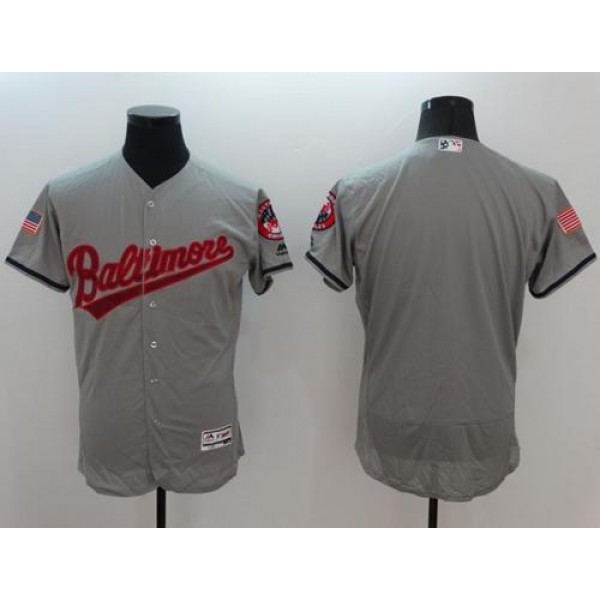 Orioles Blank Grey Fashion Stars Stripes Flexbase Authentic Stitched Jersey