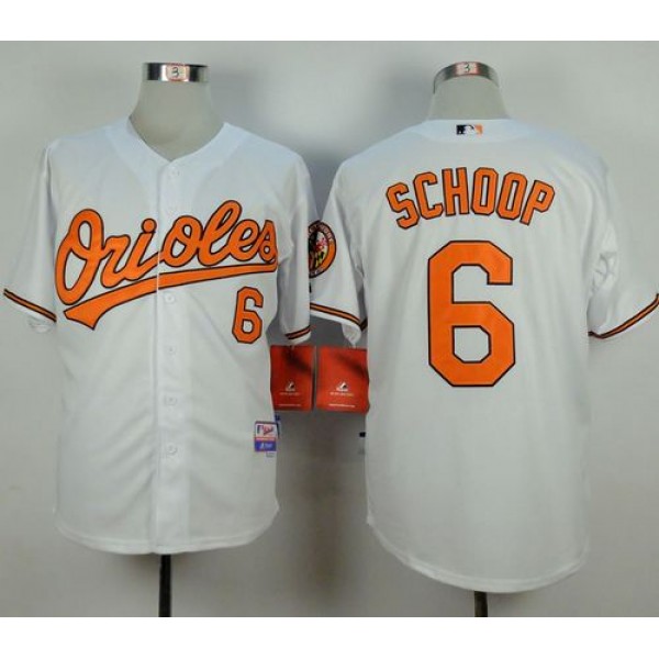 Orioles #6 Jonathan Schoop White Cool Base Stitched Jersey