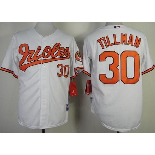 Orioles #30 Chris Tillman White Cool Base Stitched Jersey