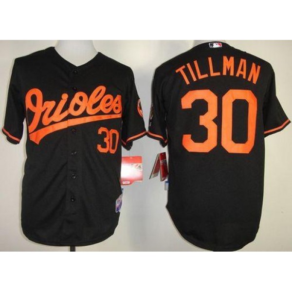 Orioles #30 Chris Tillman Black Cool Base Stitched Jersey