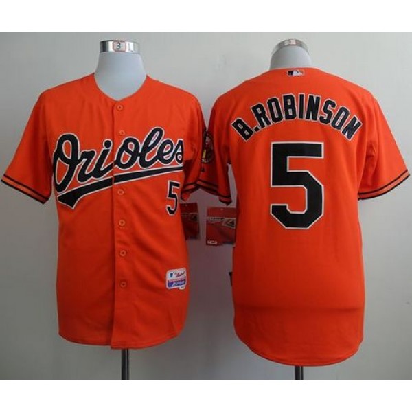 Orioles #5 Brooks Robinson Orange Cool Base Stitched Jersey
