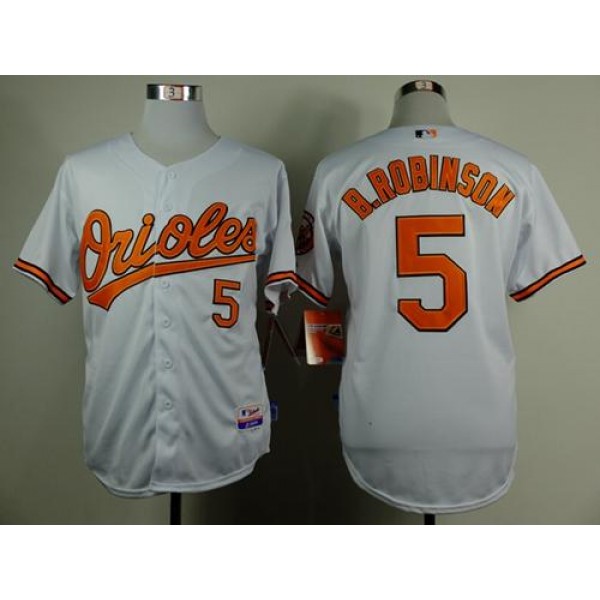 Orioles #5 Brooks Robinson White Cool Base Stitched Jersey